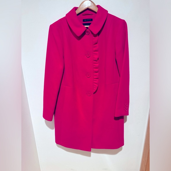 Vintage Talbots Pink Long Pea Coat Fabric Wooven in Italy Size Small - Picture 2 of 6